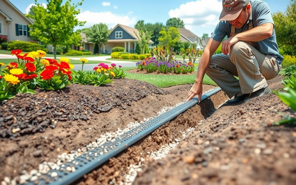 French drain installation